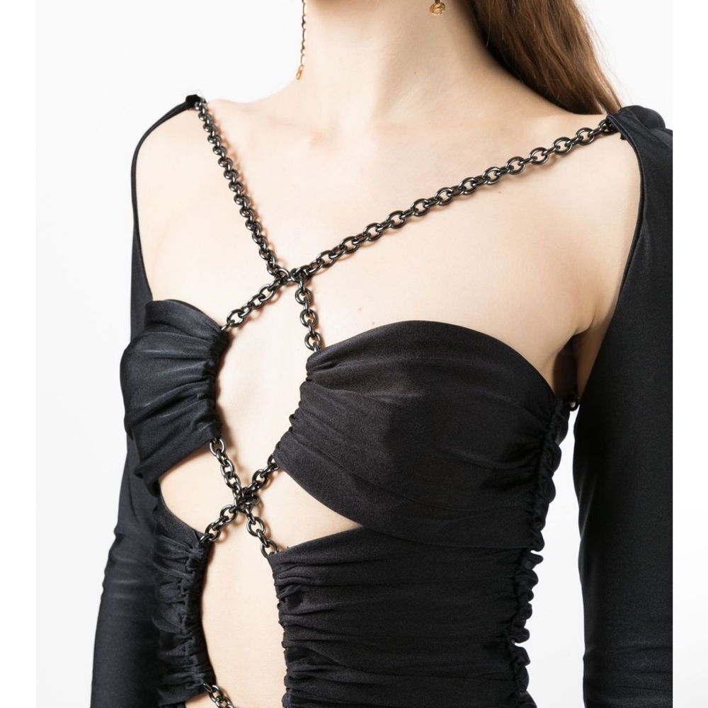 DUNDAS Black Chain-Detail Cutout Jumpsuit